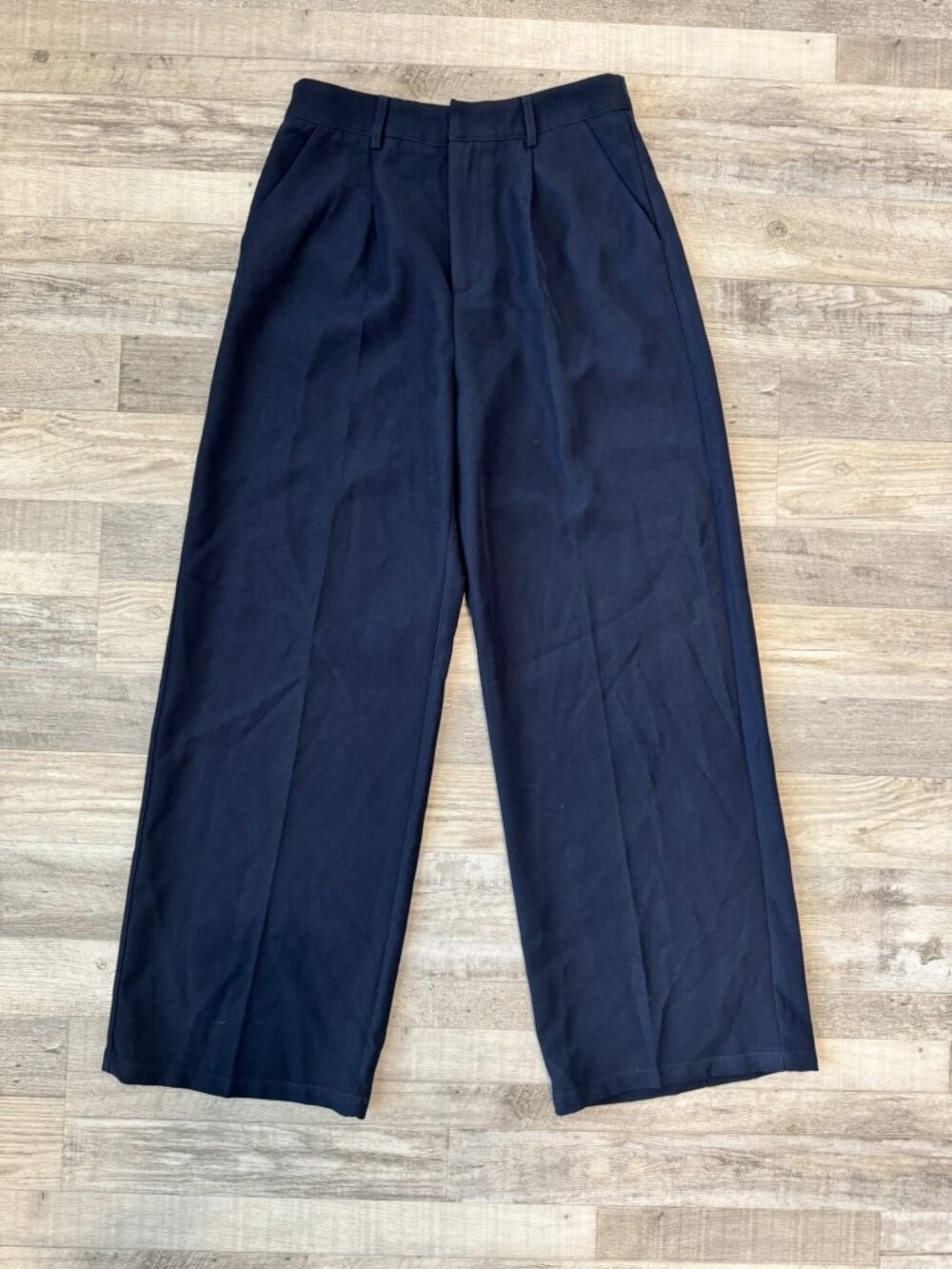 Cider Navy Blue High Waist Wide Leg Trousers Size Medium M24